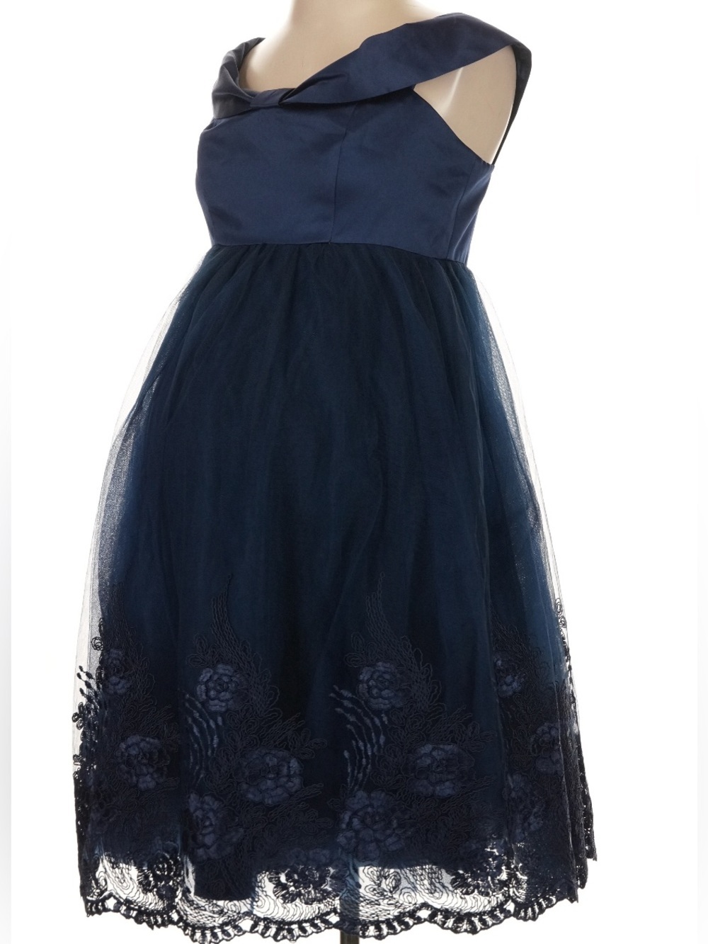 Chi Chi London Navy Floral Embroidered Tulle Maternity Dress Size UK 8 US 10